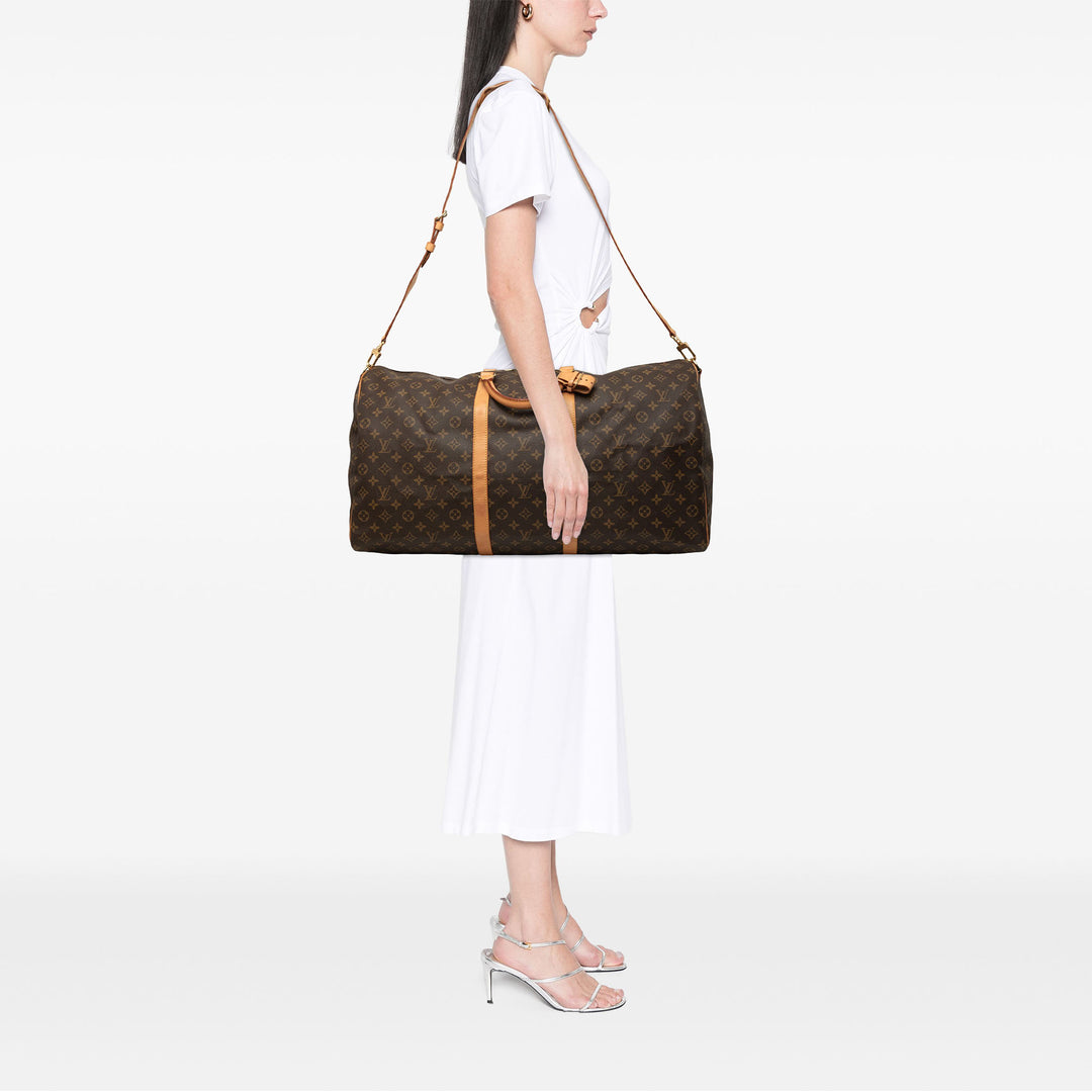 Louis Vuitton Keepall Bandouliere 60 Monogram Marron – vue 10 – GABY PARIS