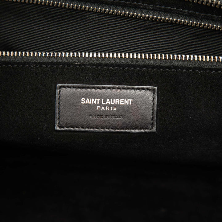 Saint Laurent Croc embossé Cabas Rive Gauche Sac Moyen Cuir de veau Noir