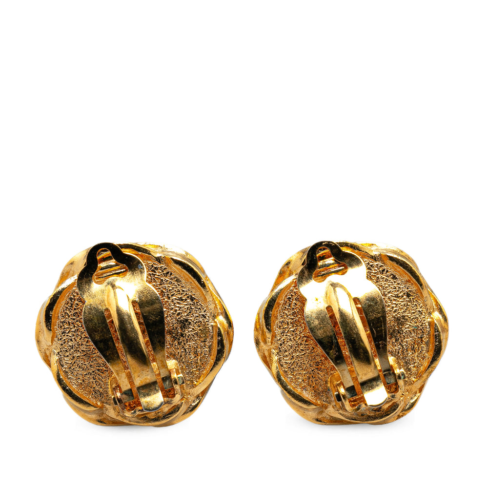 Gold Plated CC Clip on Earrings Gold - Gaby Paris