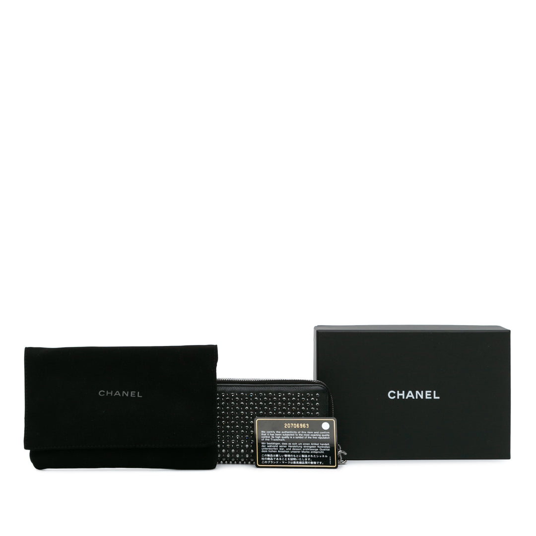 Bull Leather Studded Zip Wallet Black - Gaby Paris