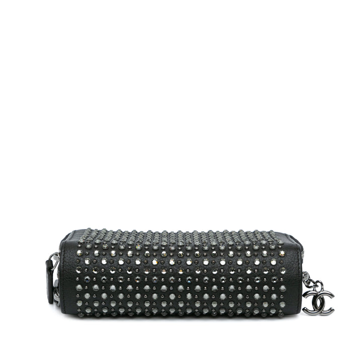 Bull Leather Studded Zip Wallet Black - Gaby Paris
