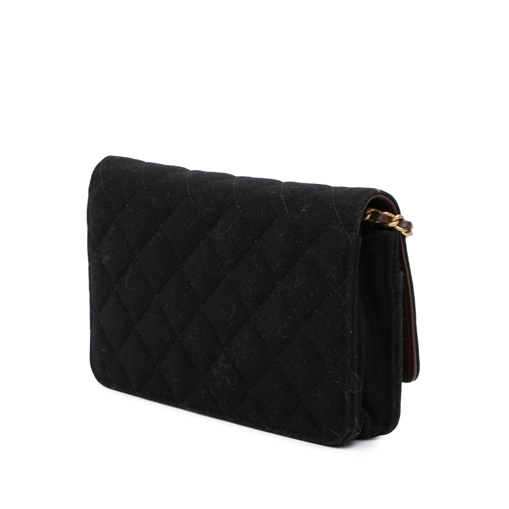 Paris Hamburg Quilted Wool Charms Wallet On Chain Black - Gaby Paris