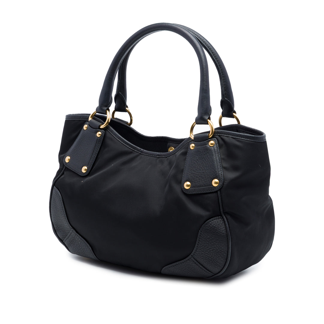 Prada Vitello Daino à finitions Tessuto Sac à main