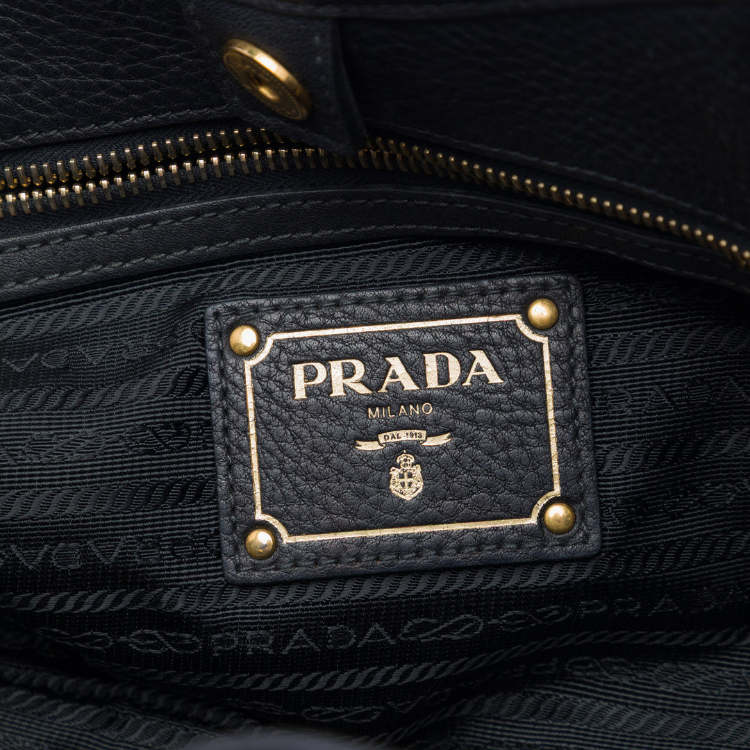 Prada Vitello Daino à finitions Tessuto Sac à main