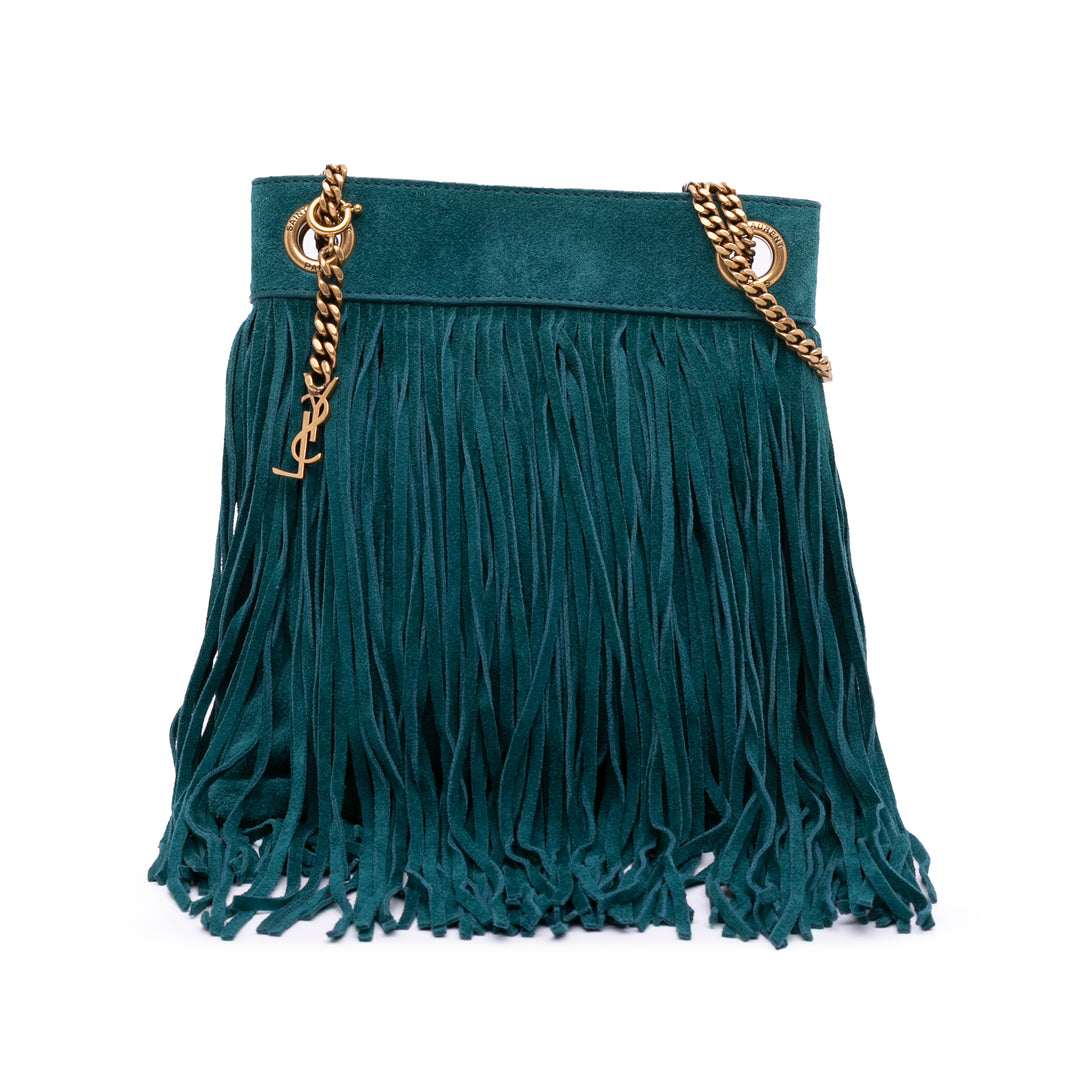 Small Suede Grace Fringe Hobo Blue - Gaby Paris