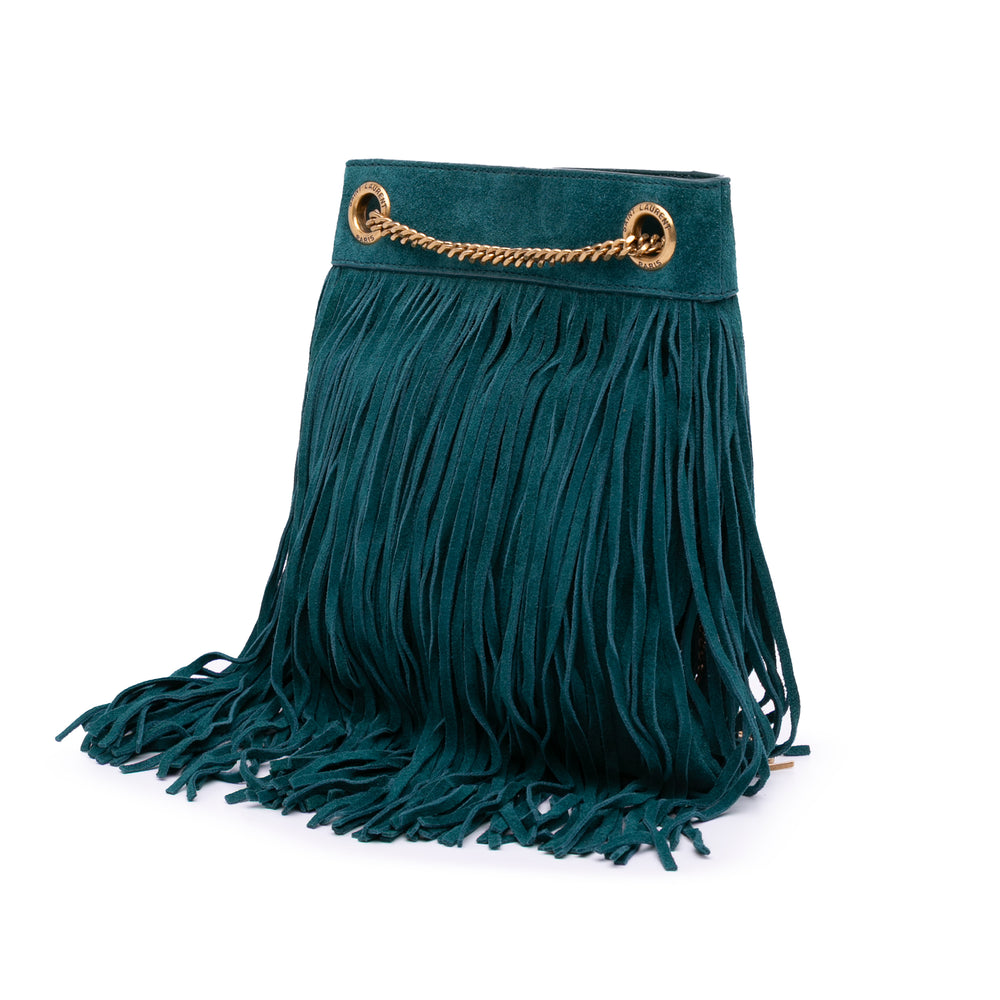 Small Suede Grace Fringe Hobo Blue - Gaby Paris