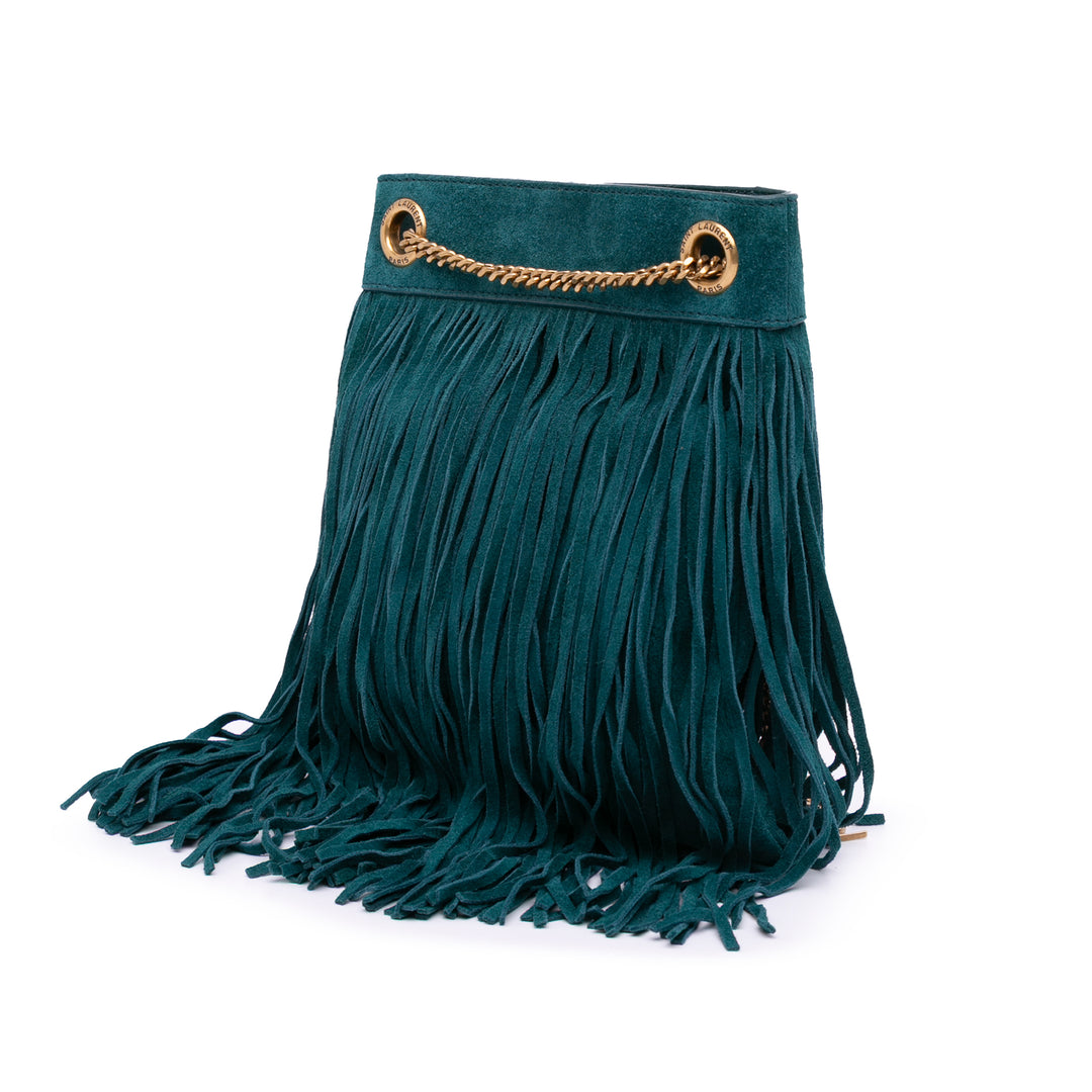 Small Suede Grace Fringe Hobo Blue - Gaby Paris