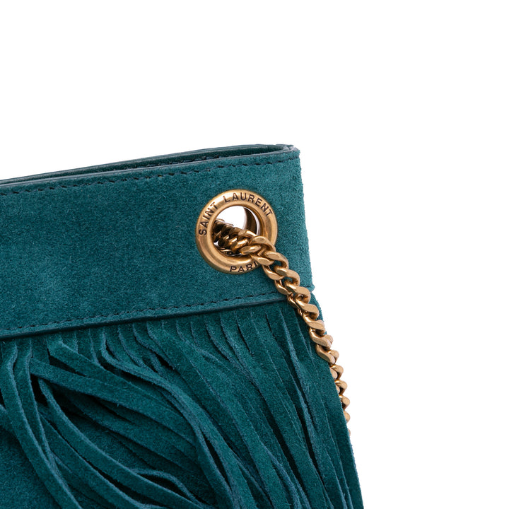 Small Suede Grace Fringe Hobo Blue - Gaby Paris