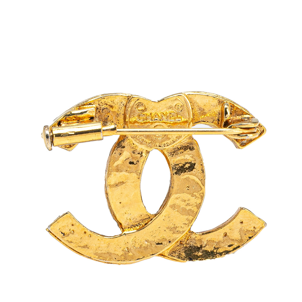 Gold Plated CC Rhinestone Brooch Gold - Gaby Paris