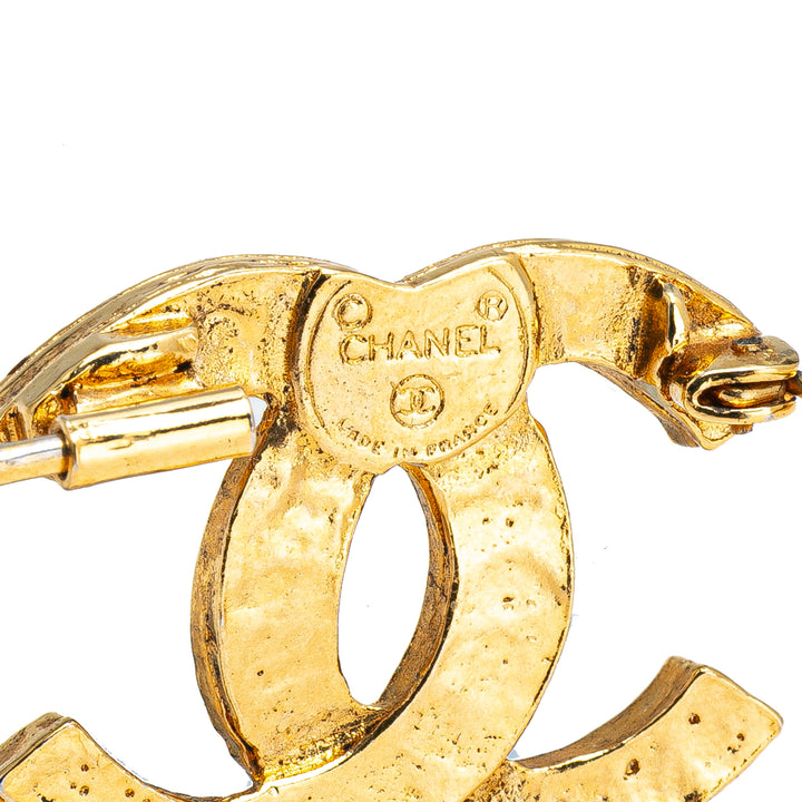 Gold Plated CC Rhinestone Brooch Gold - Gaby Paris