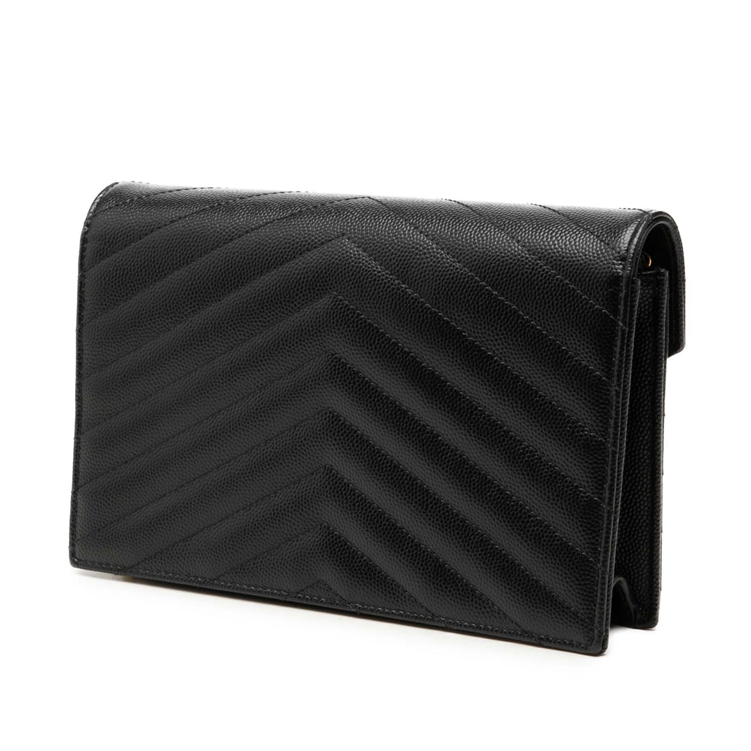 Saint Laurent Grain De Poudre Chevron Cassandre Envelope Chain Portefeuille