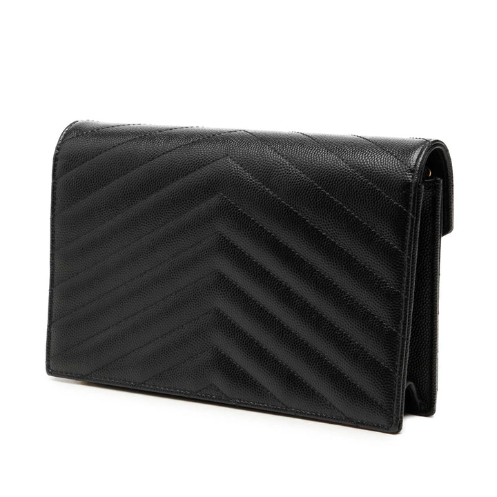 Saint Laurent Grain De Poudre Chevron Cassandre Envelope Chain Portefeuille