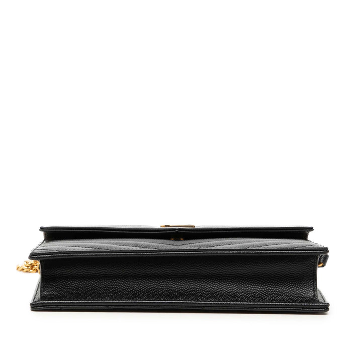 Saint Laurent Grain De Poudre Chevron Cassandre Envelope Chain Portefeuille