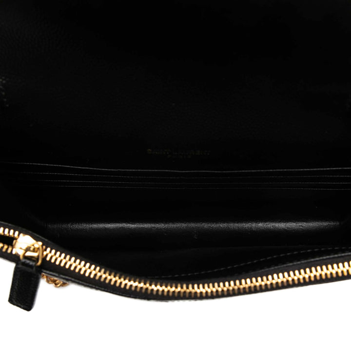Saint Laurent Grain De Poudre Chevron Cassandre Envelope Chain Portefeuille