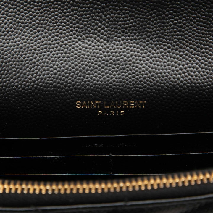 Saint Laurent Grain De Poudre Chevron Cassandre Envelope Chain Portefeuille
