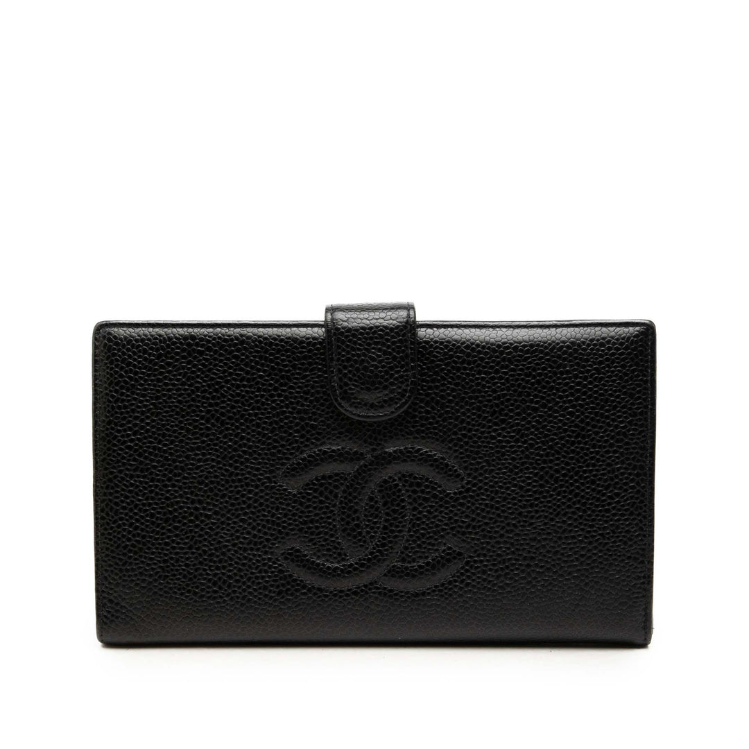 Chanel Portefeuille CC Deux volets French long Cuir caviar Noir – vue principale – GABY PARIS