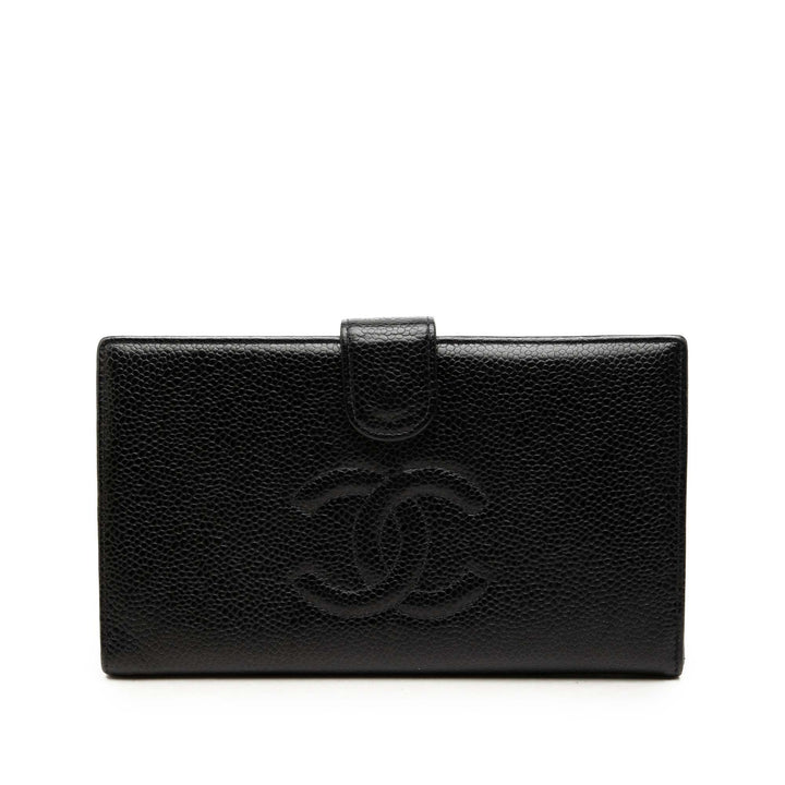 Chanel Portefeuille CC Deux volets French long Cuir caviar Noir – vue principale – GABY PARIS