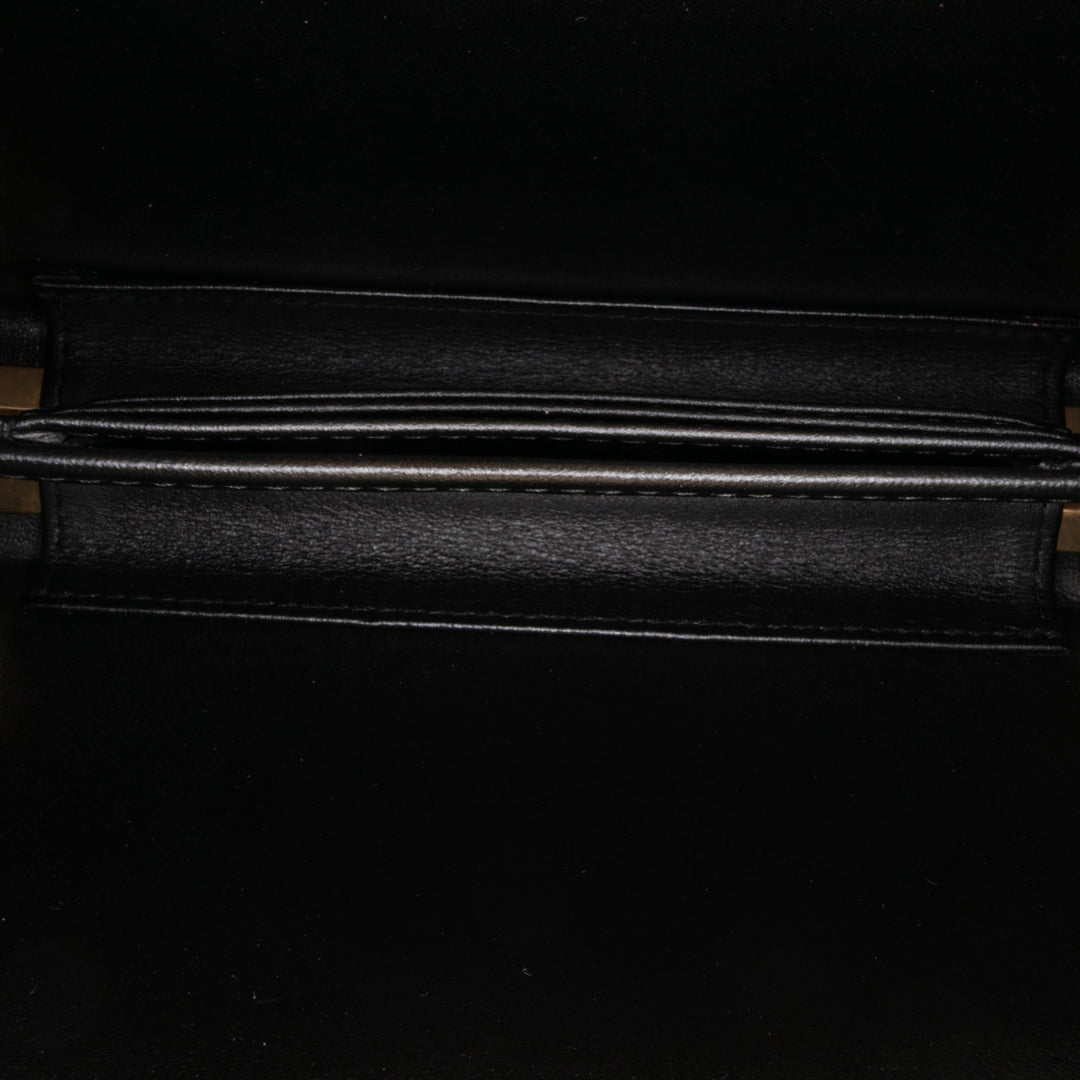 Large Glazed Goatskin Box With Chain Black - Gaby Paris