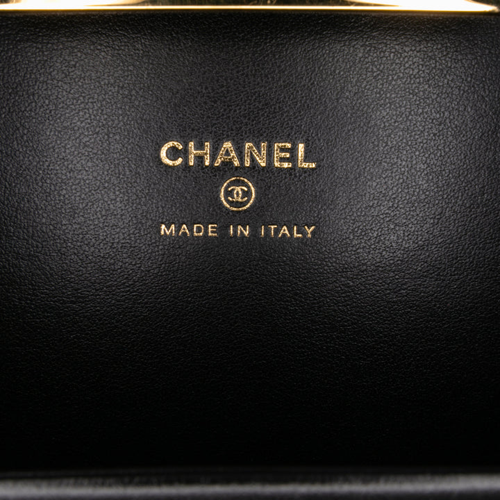 Large Glazed Goatskin Box With Chain Black - Gaby Paris