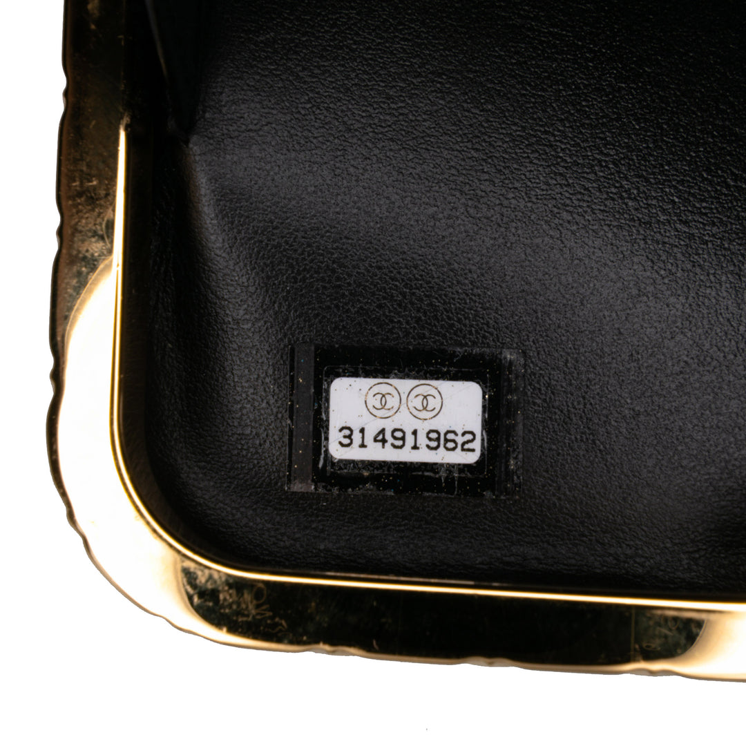 Large Glazed Goatskin Box With Chain Black - Gaby Paris