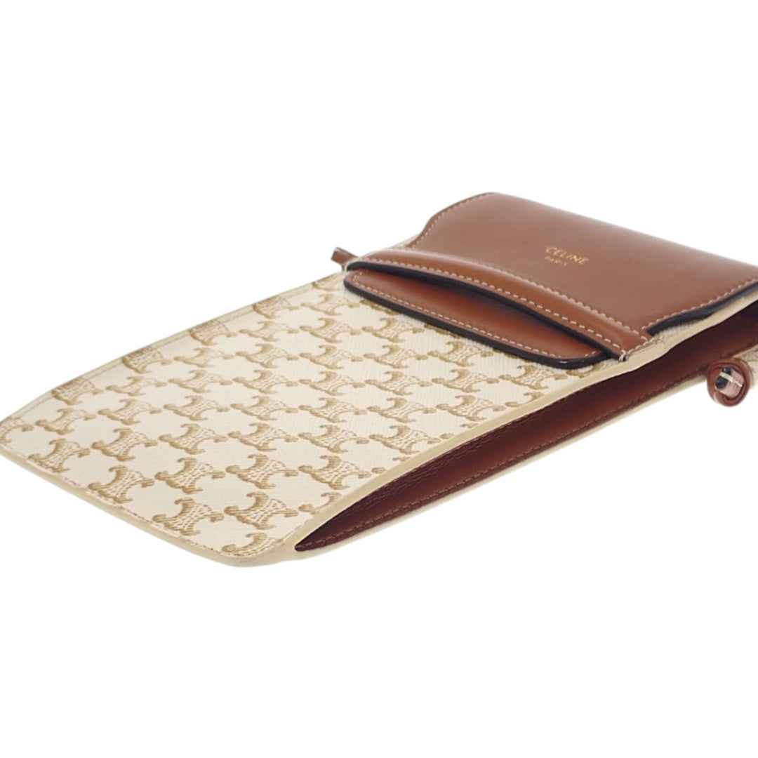 Triomphe Phone Pochette à rabat Sac Triomphe enduite Blanc