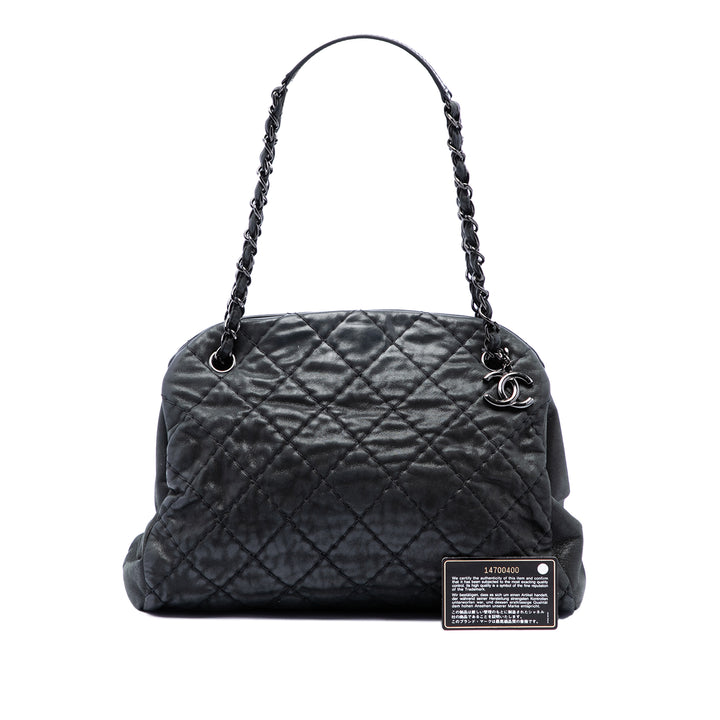 Chanel Matelassé Irisé Just Mademoiselle Grand Cuir de veau Noir