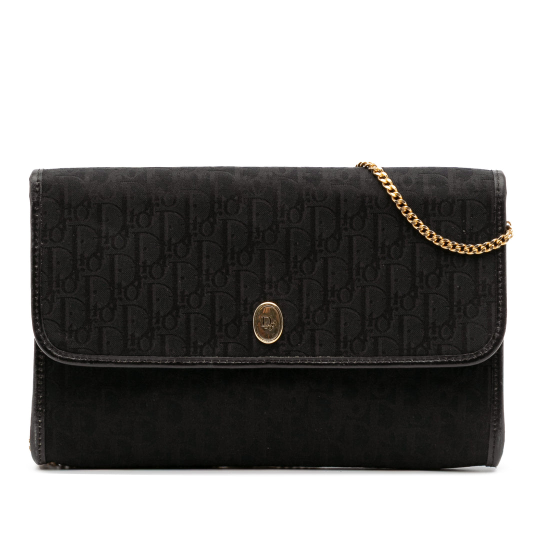 Oblique Canvas Chain Crossbody Black - Gaby Paris