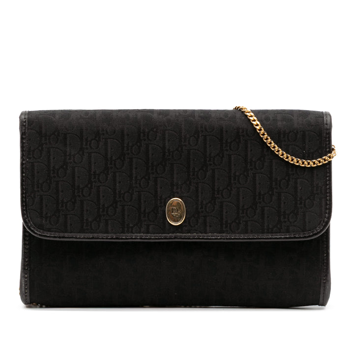 Oblique Canvas Chain Crossbody Black - Gaby Paris