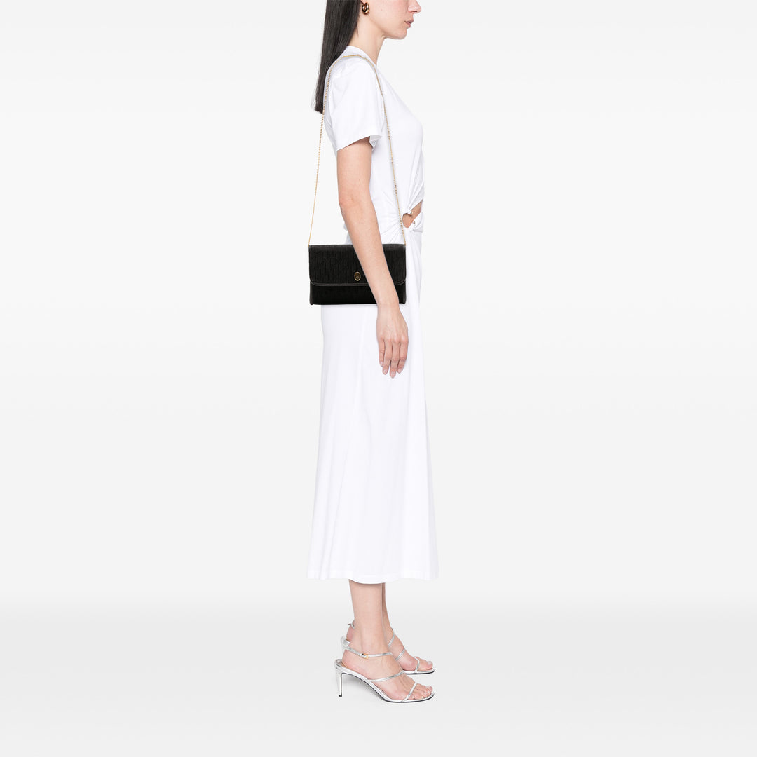 Oblique Canvas Chain Crossbody Black - Gaby Paris