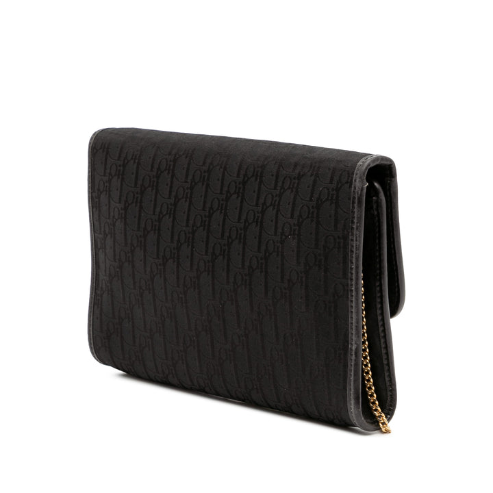 Oblique Canvas Chain Crossbody Black - Gaby Paris
