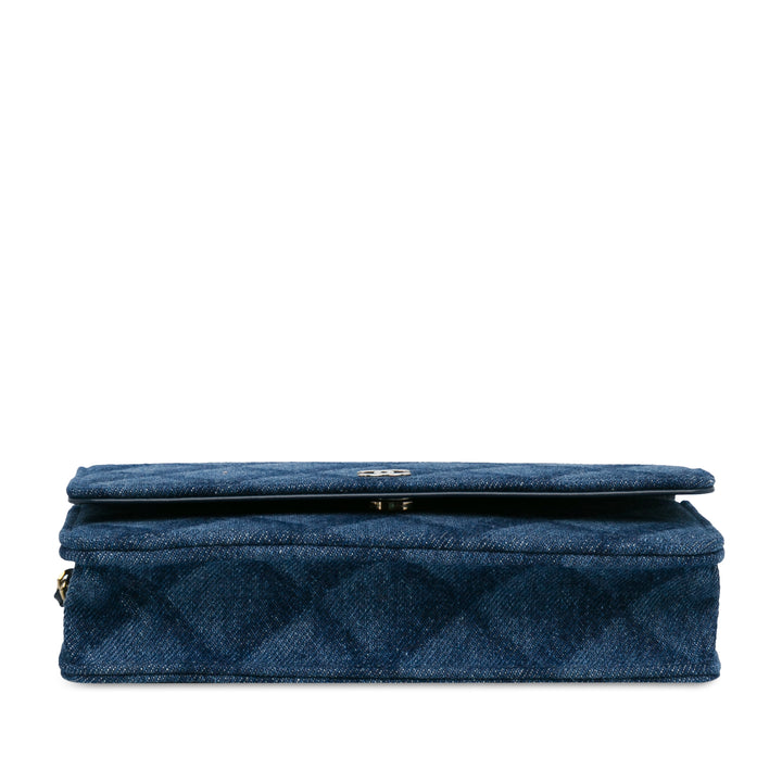 CC Denim Wallet On Chain Blue - Gaby Paris