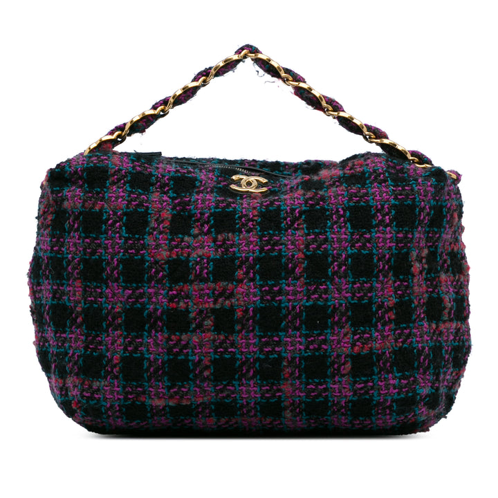 Maxi Tweed Hobo Bag Purple - Gaby Paris