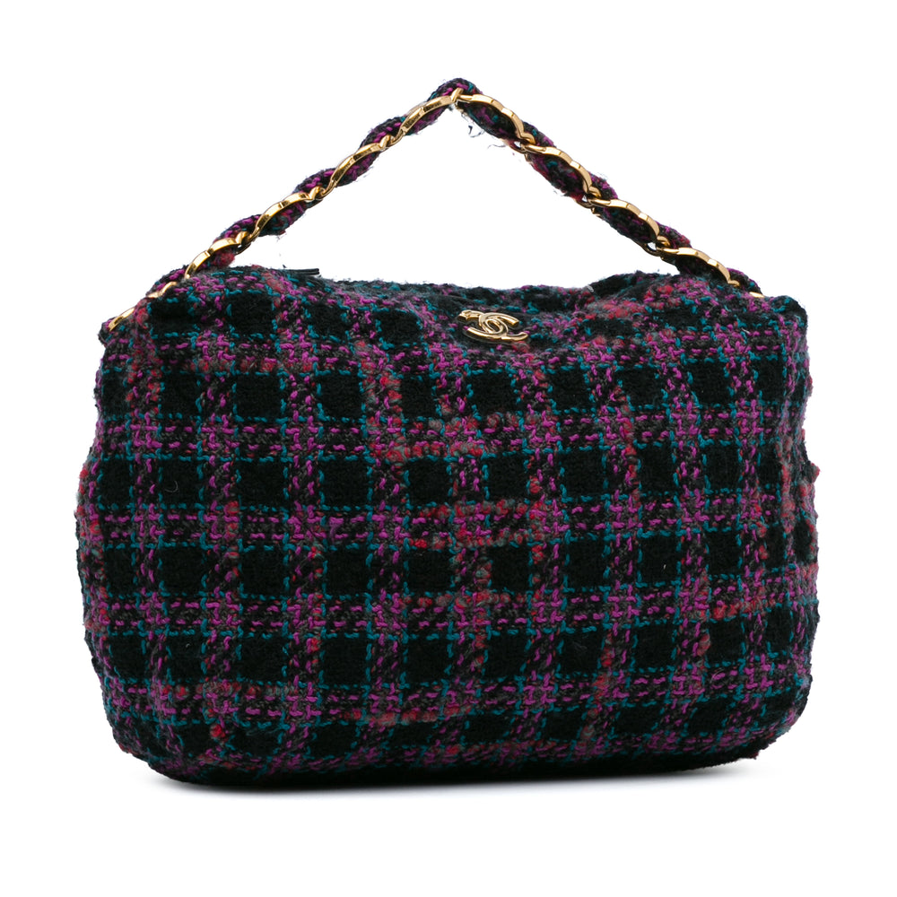 Maxi Tweed Hobo Bag Purple - Gaby Paris