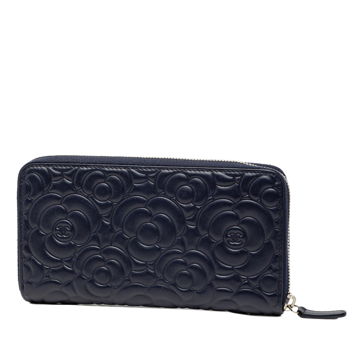 Chanel Camellia embossé Portefeuille long zippé