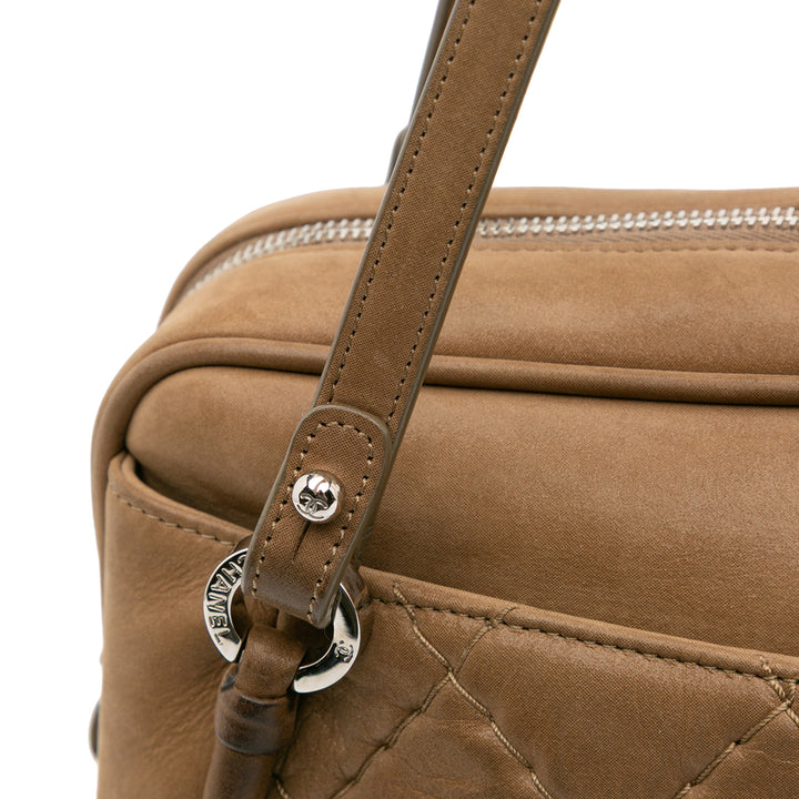 Quilted Iridescent Calfskin Relax CC Satchel Brown - Gaby Paris