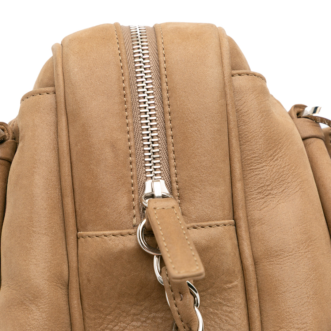 Quilted Iridescent Calfskin Relax CC Satchel Brown - Gaby Paris