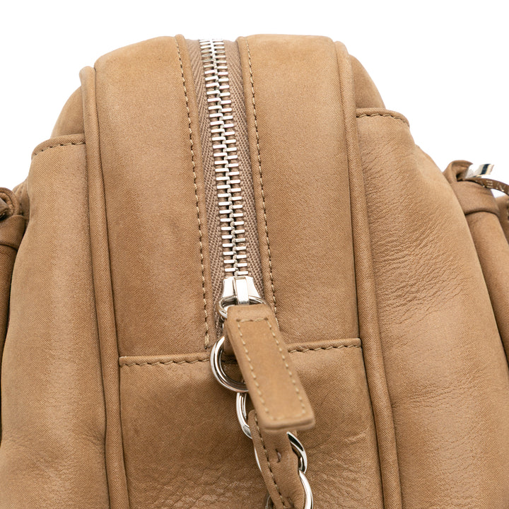 Quilted Iridescent Calfskin Relax CC Satchel Brown - Gaby Paris