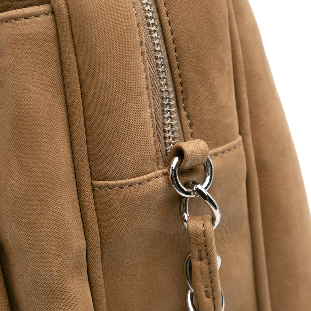 Quilted Iridescent Calfskin Relax CC Satchel Brown - Gaby Paris