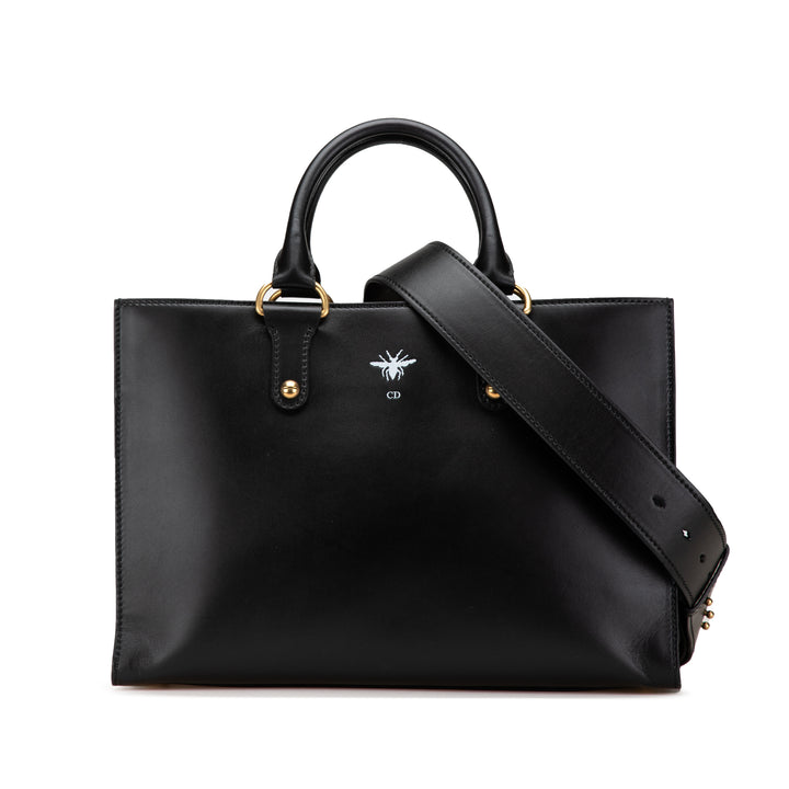 Leather D Bee Satchel Black - Gaby Paris