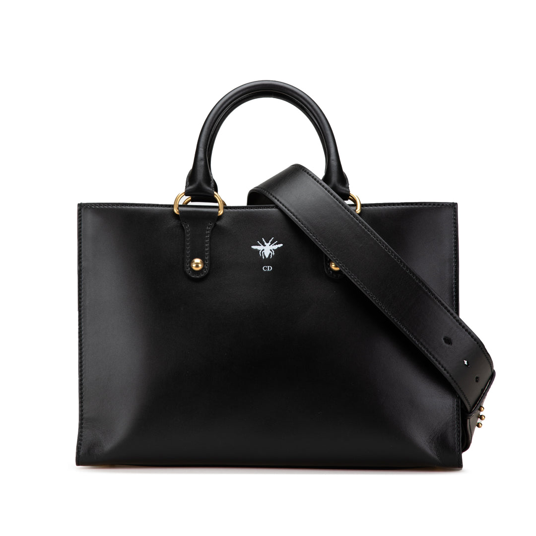 Leather D Bee Satchel Black - Gaby Paris