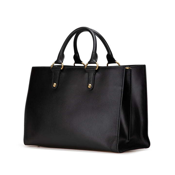 Leather D Bee Satchel Black - Gaby Paris