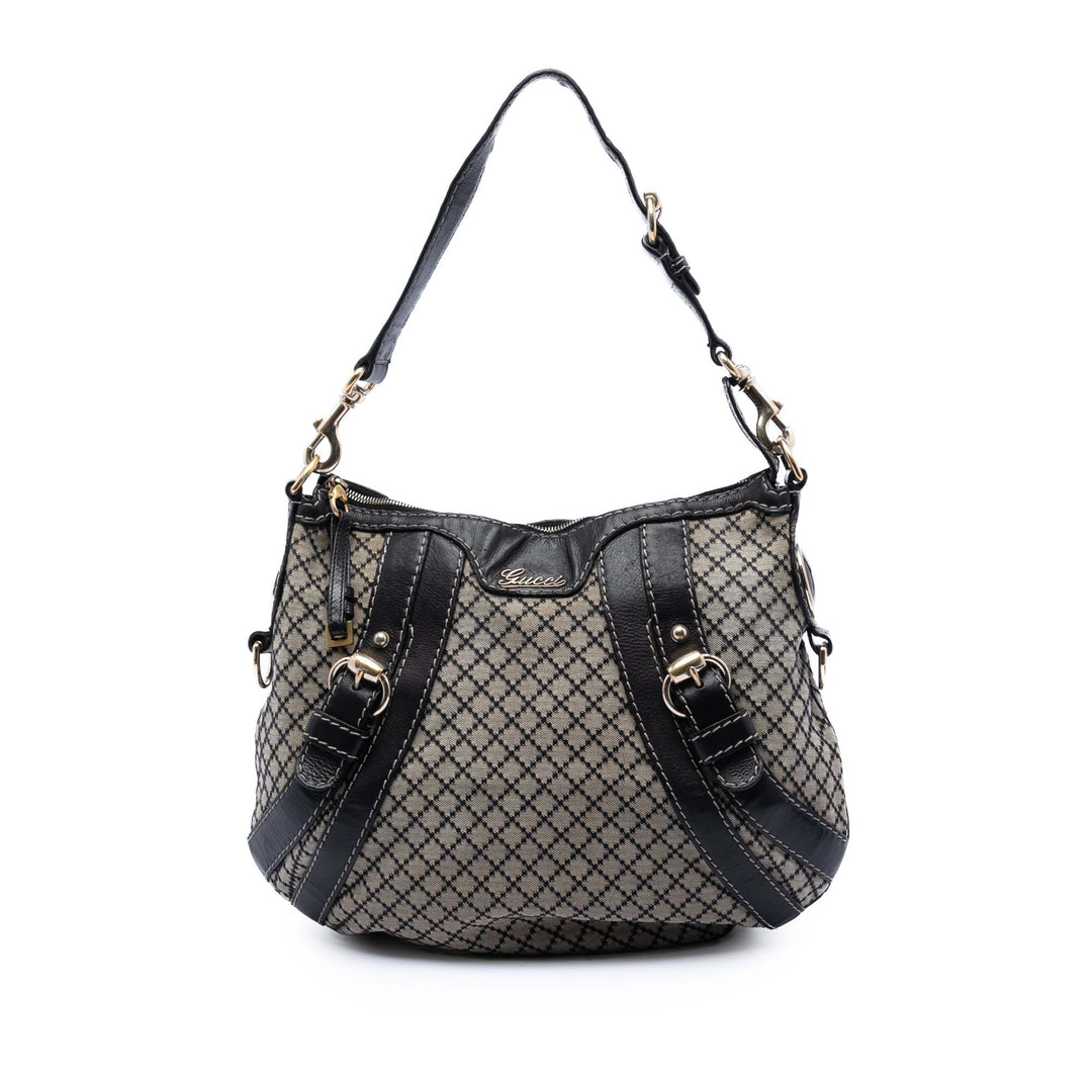 Gucci Diamante Toile Crest Boule Hobo