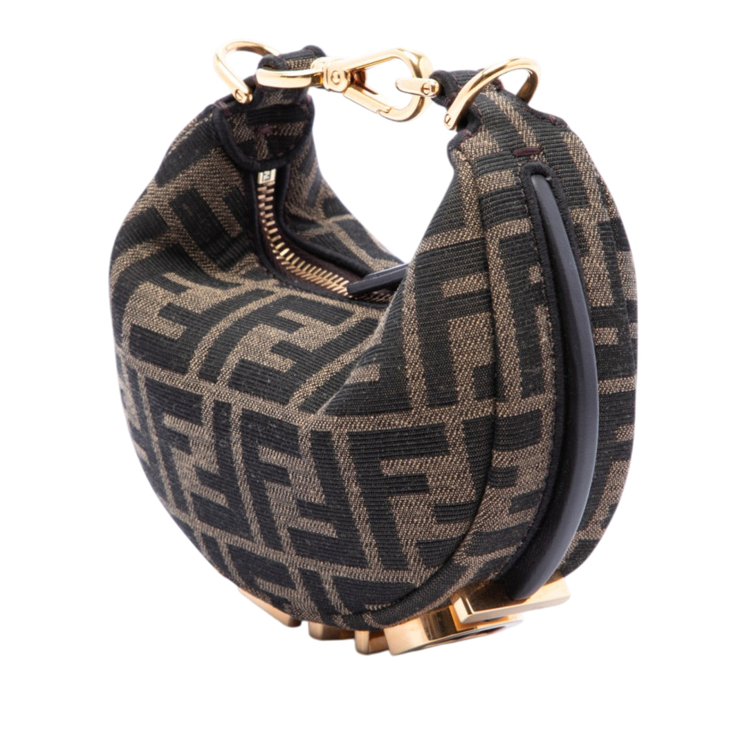 Fendi FF Jacquard Fendigraphy Hobo Nano Marron