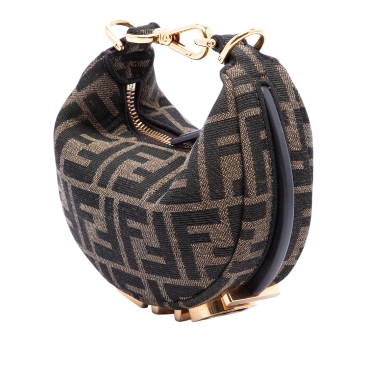 Fendi FF Jacquard Fendigraphy Hobo Nano Marron