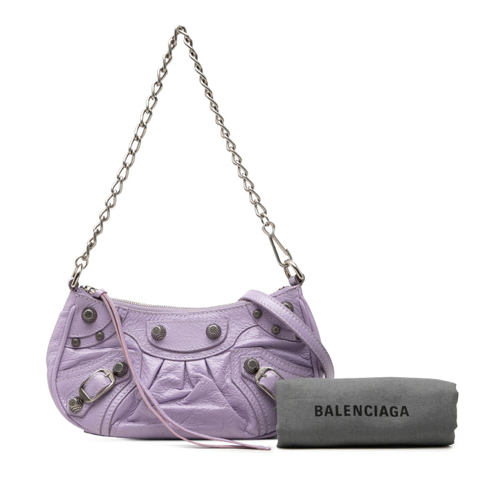 Balenciaga Motocross Le Cagole Mini Cuir d'agneau Violet