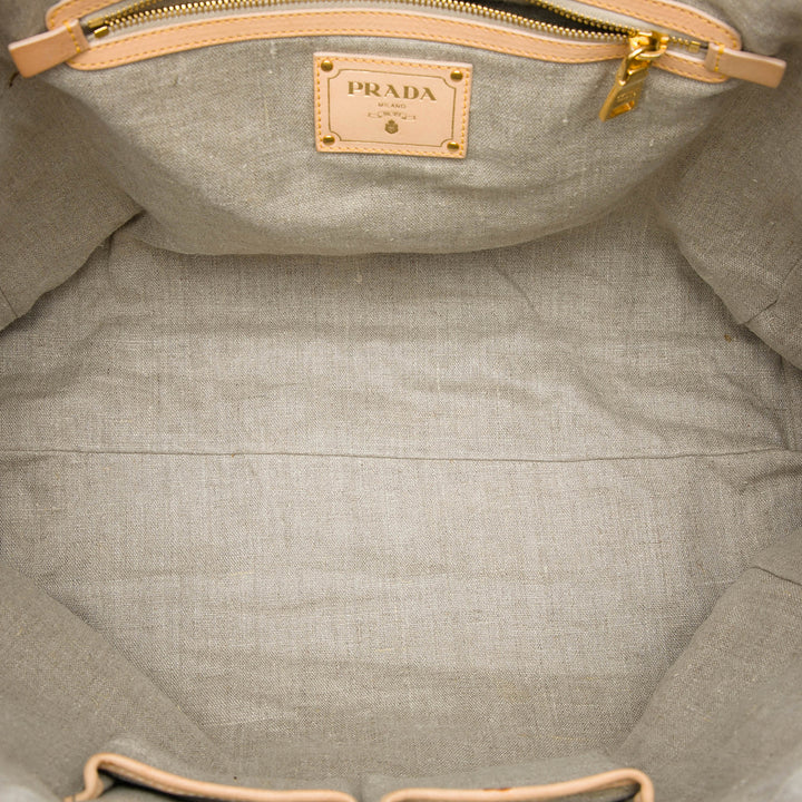 Prada Lino Fringe Cabas Raphia