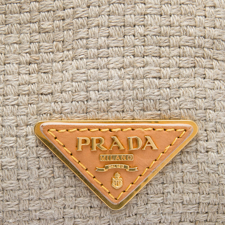 Prada Lino Fringe Cabas Raphia