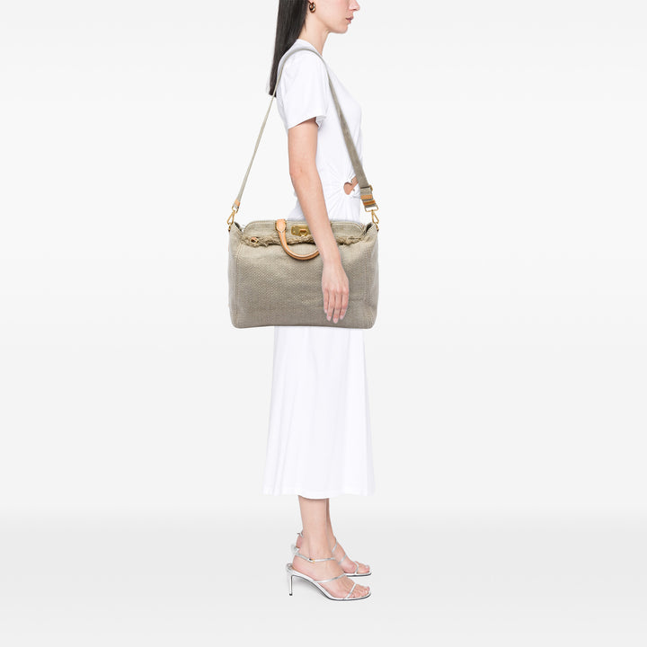 Prada Lino Fringe Cabas Raphia