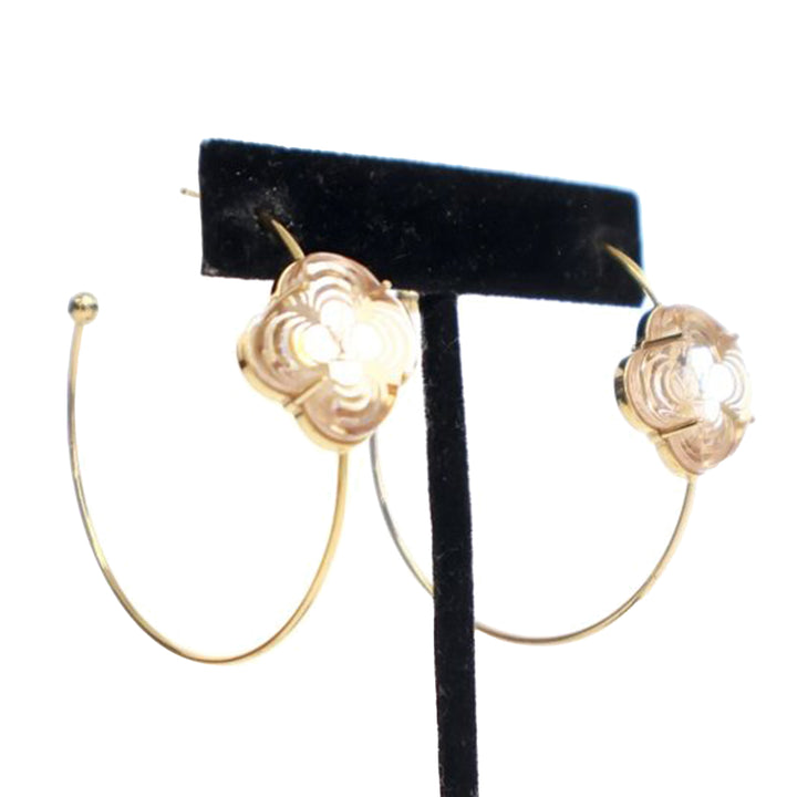 Gold Plated Resin A La Folie Hoop Earrings Gold - Gaby Paris