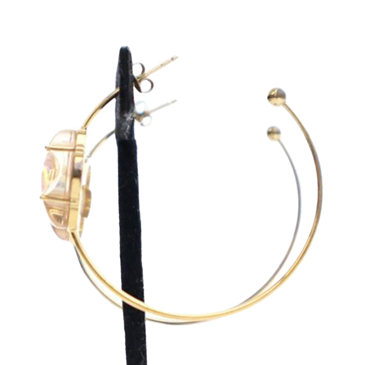 Gold Plated Resin A La Folie Hoop Earrings Gold - Gaby Paris